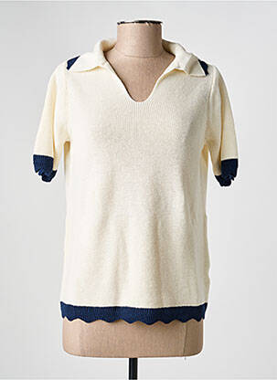 Pull coupe droite manches courtes beige PAKO LITTO femme