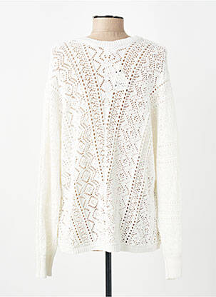 Pull coupe droite manches longues blanc C'EST BEAU LA VIE femme