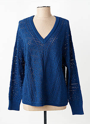 Pull coupe droite manches longues bleu C'EST BEAU LA VIE femme