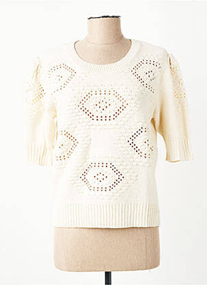 Pull resserrée sur le bas manches courtes beige C'EST BEAU LA VIE femme