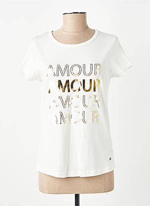 T-shirt sérigraphie manches courtes blanc C'EST BEAU LA VIE femme