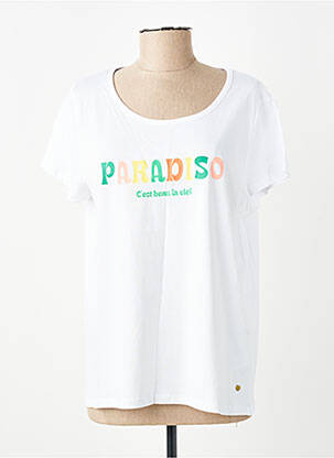 T-shirt sérigraphie manches courtes blanc C'EST BEAU LA VIE femme