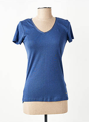 T-shirt col v manches courtes bleu C'EST BEAU LA VIE femme