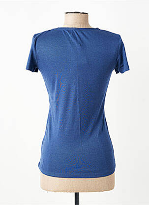 T-shirt col v manches courtes bleu C'EST BEAU LA VIE femme