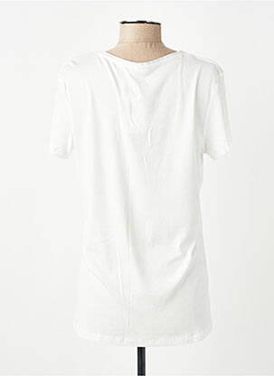 T-shirt col v manches courtes blanc C'EST BEAU LA VIE femme