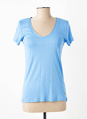 T-shirt col v manches courtes bleu clair C'EST BEAU LA VIE femme