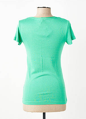 T-shirt col v manches courtes vert C'EST BEAU LA VIE femme