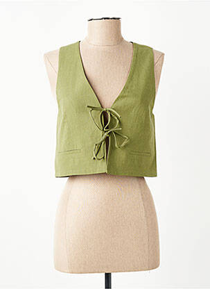 Gilet sans manche col v vert GRACE & MILA femme