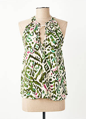 Top imprimé fantaisie sans manche vert FREEMAN T.PORTER femme