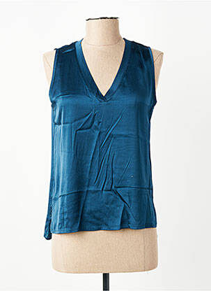 Top coupe fluide sans manche bleu PAKO LITTO femme