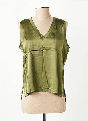 Top coupe fluide sans manche vert PAKO LITTO femme