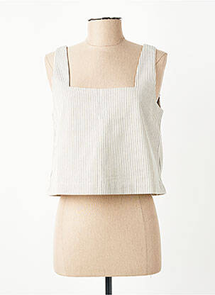 Top col carré fines bretelles beige GRACE & MILA femme