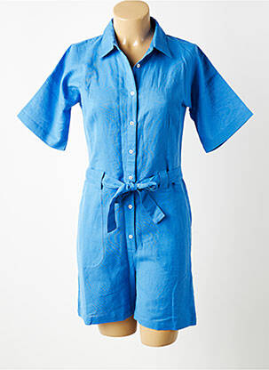 Combishort col chemisier manches courtes bleu C'EST BEAU LA VIE femme