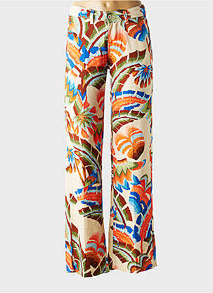 Pantalon droit fermeture zippée sous rabat boutonné beige FREEMAN T.PORTER femme
