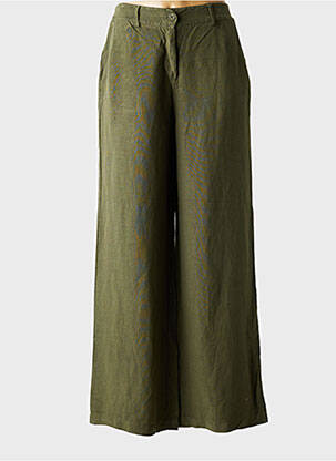 Pantalon droit fermeture zippée sous rabat boutonné vert PAKO LITTO femme