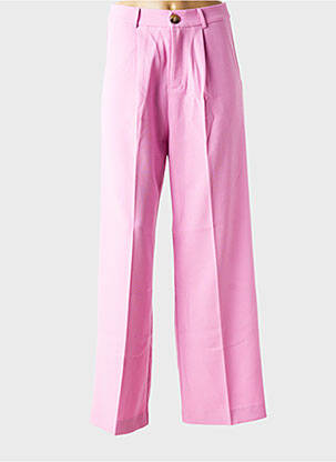 Pantalon droit fermeture zippée sous rabat boutonné rose GRACE & MILA femme
