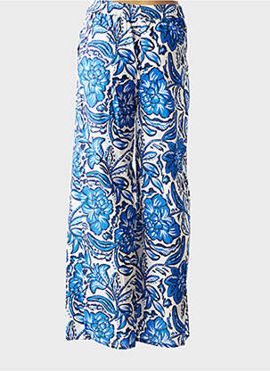 Pantalon droit taille élastique bleu C'EST BEAU LA VIE femme