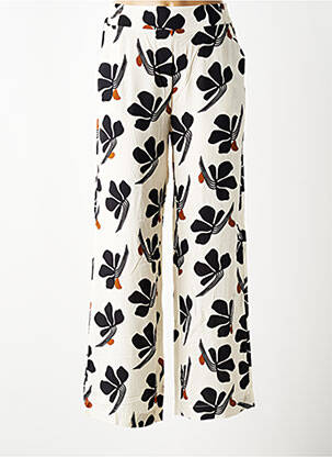 Pantalon droit taille élastique beige QUATRE VINGT JOURS femme
