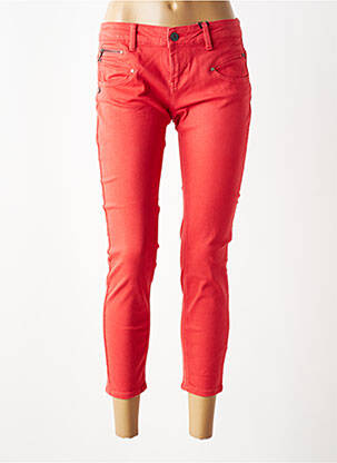 Pantalon 7/8 fermeture zippée sous rabat boutonné rouge FREEMAN T.PORTER femme