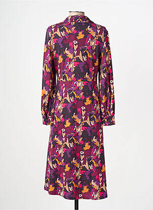 Robe mi-longue imprimé fantaisie manches longues violet SURKANA femme