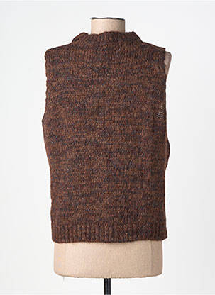 Pull coupe droite sans manche marron MAISON HOTEL femme