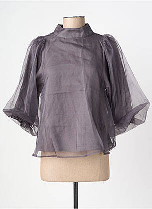 Top col rond manches 3/4 gris SOAKED femme
