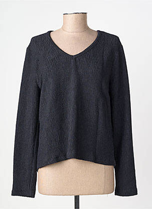 Pull coupe droite manches longues bleu HBT femme