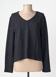 Pull col v manches longues bleu HBT femme