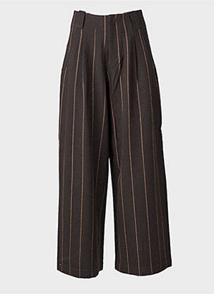 Pantalon large fermeture zippée sous rabat avec crochet taille normale marron SURKANA femme