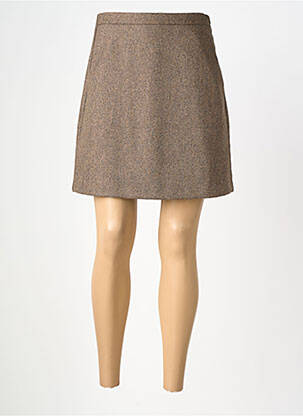 Jupe courte coupe droite marron SOAKED femme
