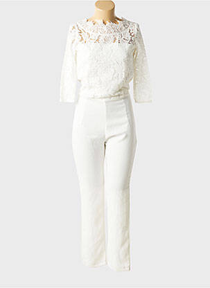 Combi-pantalon coupe cintrée manches 3/4 blanc ANDY & LUCY femme
