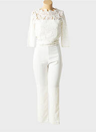 Combi-pantalon fermeture zippée au dos manches 3/4 blanc ANDY & LUCY femme