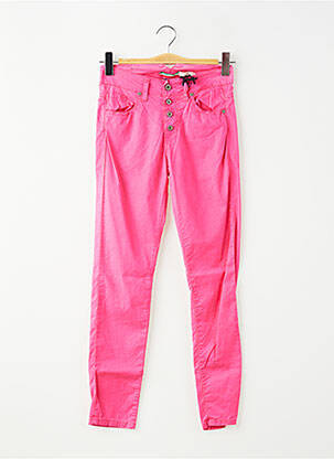 Pantalon slim tissage popeline taille normale rose PLEASE femme
