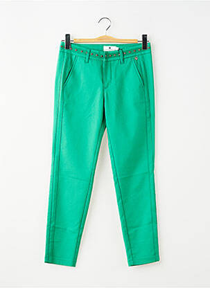 Pantalon chino fermeture zippée sous rabat boutonné taille normale vert FREEMAN T.PORTER femme