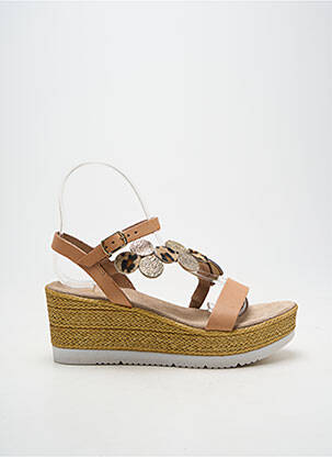 Espadrilles fermeture boucle(s) talon de 7 à 9cm marron REQINS femme