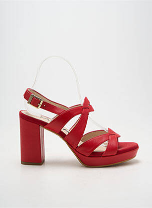 Sandales/nu pieds matière lisse talon de 7 à 9cm rouge LODI femme