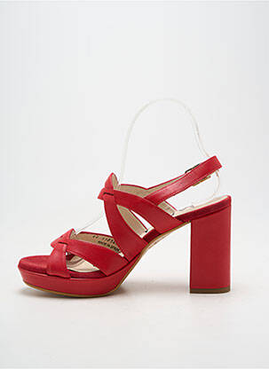 Sandales/nu pieds matière lisse talon de 7 à 9cm rouge LODI femme