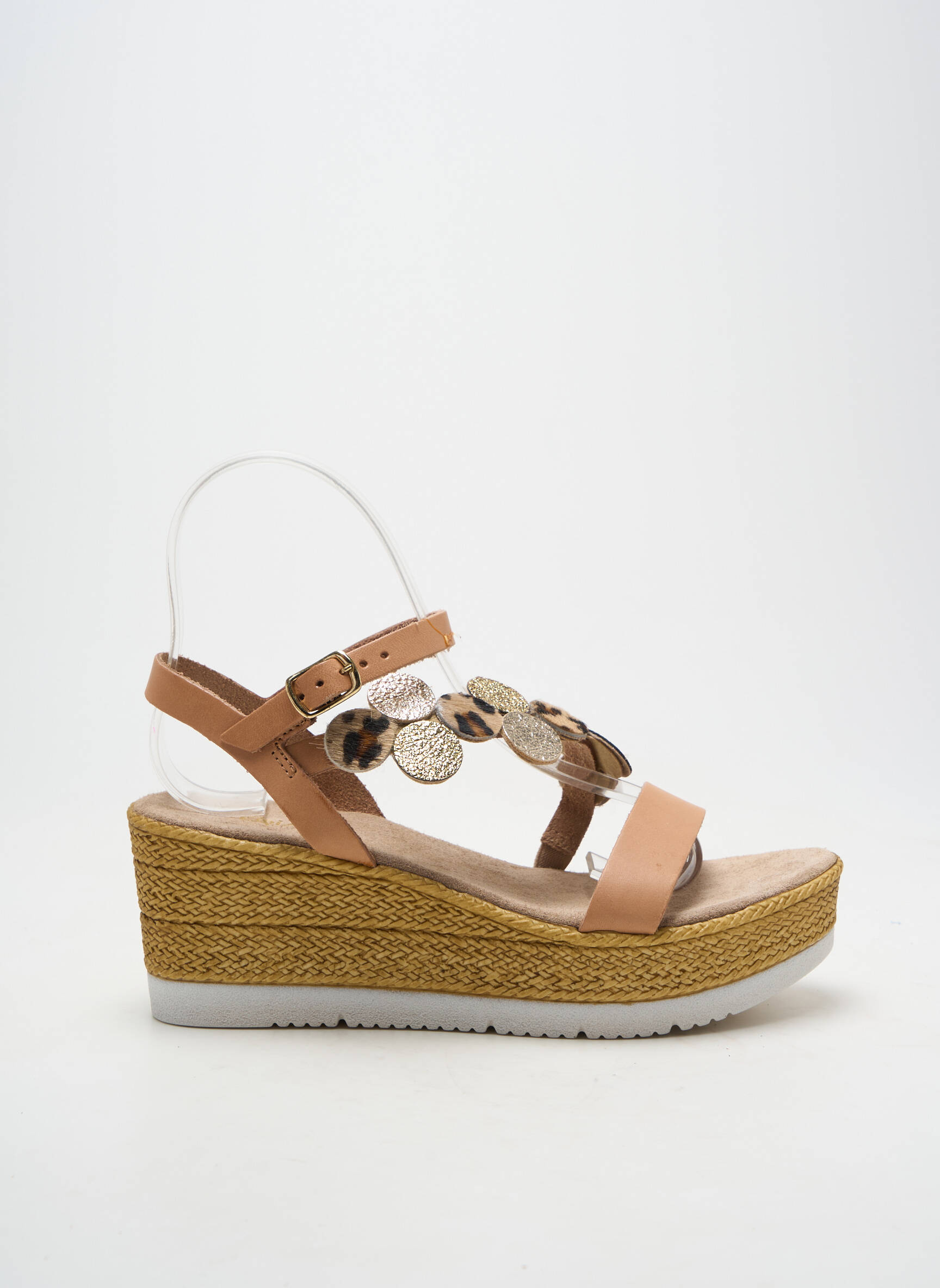 Espadrilles fermeture boucle(s) talon de 7 à 9cm marron REQINS femme