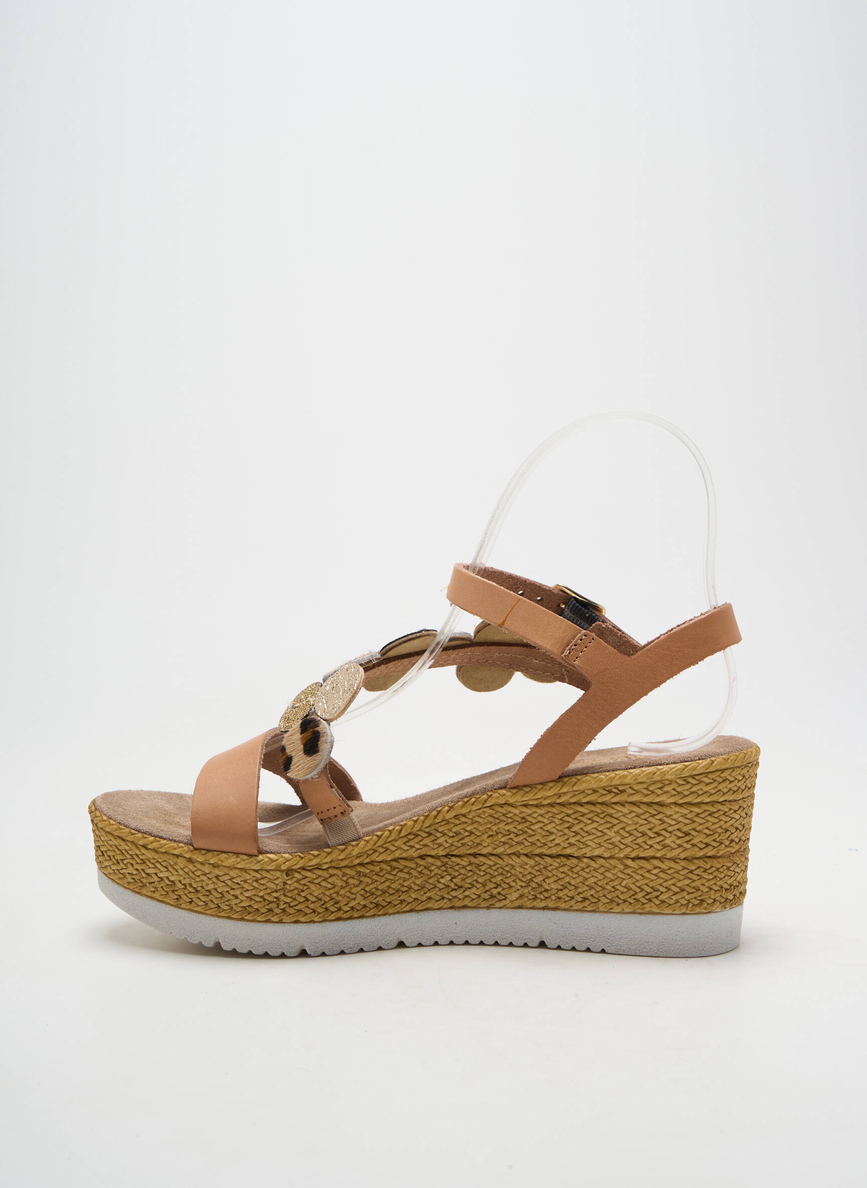 Espadrilles fermeture boucle(s) talon de 7 à 9cm marron REQINS femme