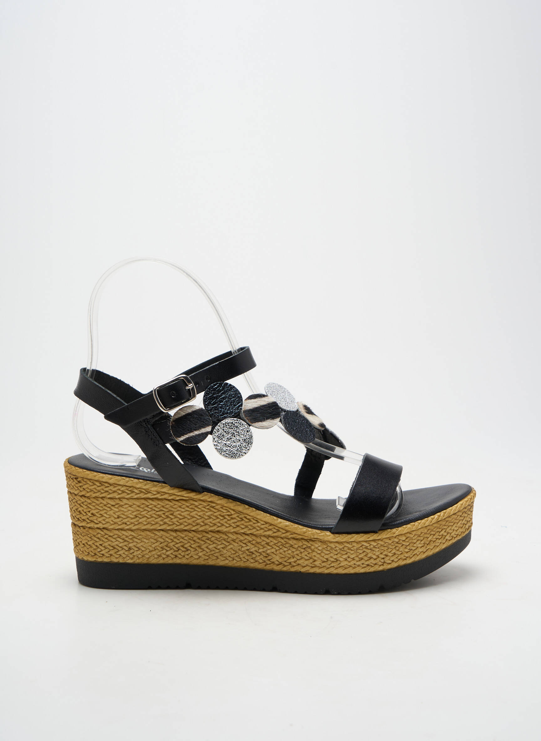Espadrilles fermeture boucle(s) talon de 7 à 9cm noir REQINS femme