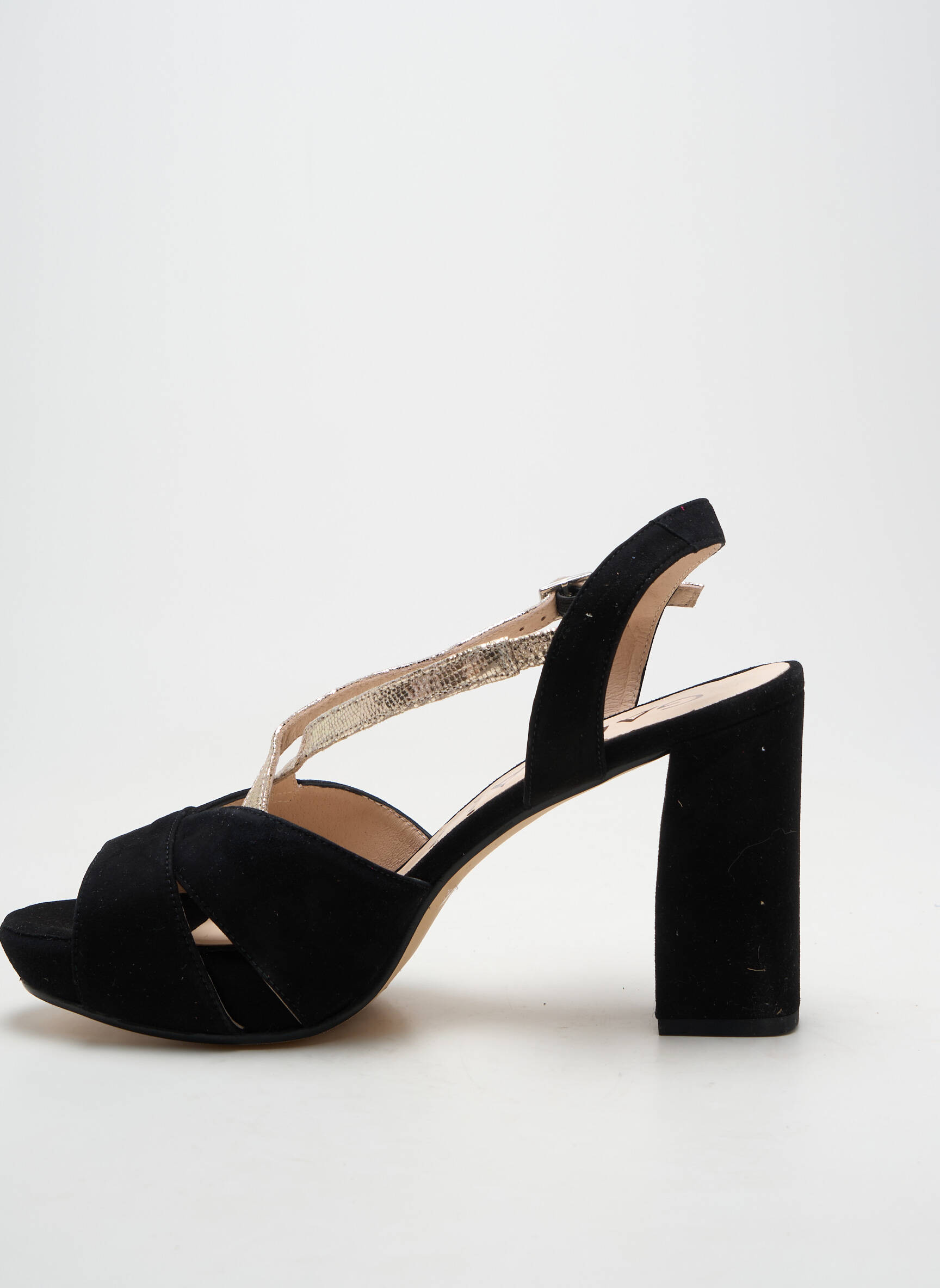 Sandales/nu pieds matière lisse talon de 7 à 9cm noir LODI femme