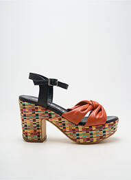 Sandales/nu pieds matière lisse talon de 7 à 9cm orange LODI femme