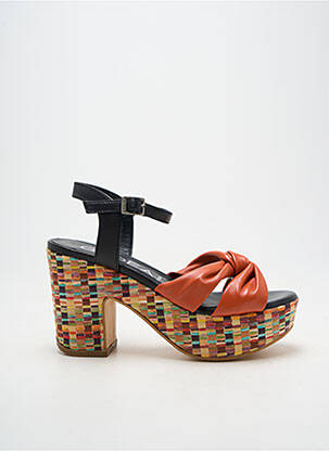 Sandales/nu pieds matière lisse talon de 7 à 9cm orange LODI femme