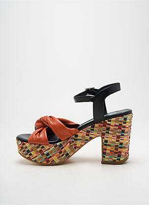 Sandales/nu pieds matière lisse talon de 7 à 9cm orange LODI femme