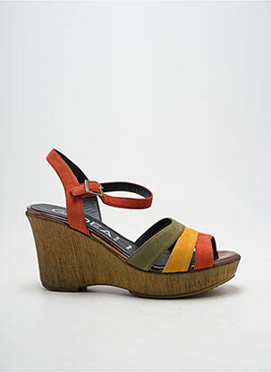 Sandales/nu pieds matière lisse talon de 7 à 9cm orange LODI femme