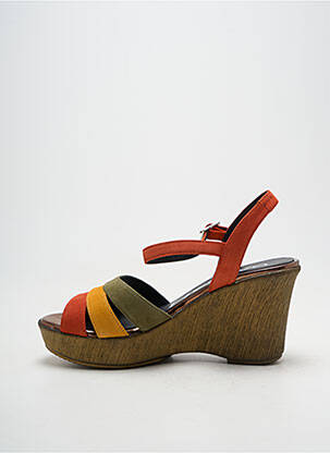 Sandales/nu pieds matière lisse talon de 7 à 9cm orange LODI femme