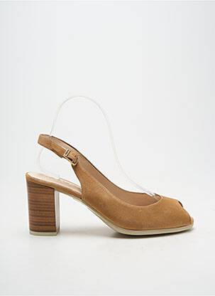 Sandales/nu pieds matière lisse talon de 7 à 9cm marron LODI femme