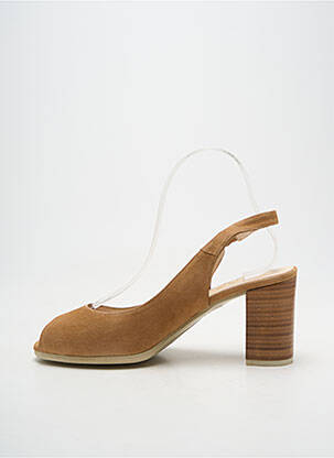 Sandales/nu pieds matière lisse talon de 7 à 9cm marron LODI femme