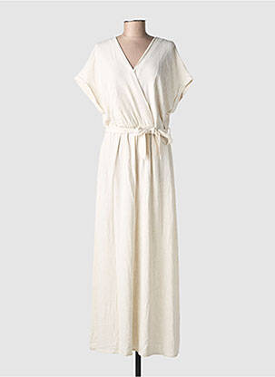 Robe longue manches courtes manches courtes beige GRACE & MILA femme