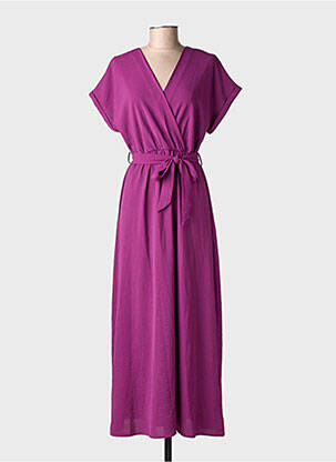 Robe longue manches courtes manches courtes violet GRACE & MILA femme